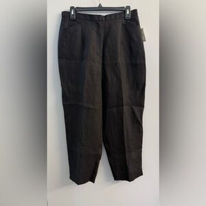 Talbots Irish Linen Wide Leg Crop High Waisted Black Pants Sz 12P Vintage NWT